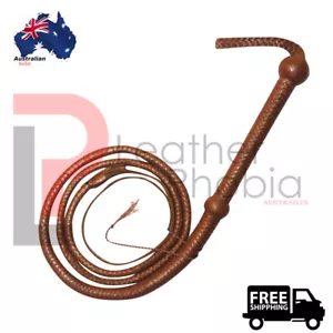Cowhide Leather Indiana Jones Whip 06 Feet Long 12 Plait Weaving Bull Whip Brown - Bild 1 von 4