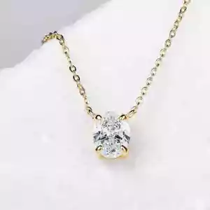 Collana con ciondolo 2 ct oro giallo VVS1/D/eccellente passaggio test diamanti creato in laboratorio - Foto 1 di 8