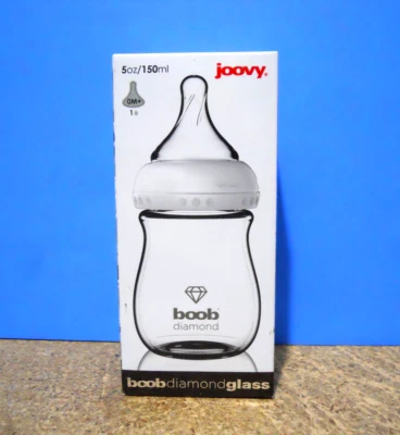 Joovy Boob Diamond 5oz/150ml Glass Baby Bottle 0M+ Single Hole Nipple! - Image 1 of 4