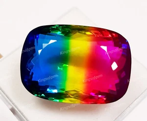 85 Ct Doublet Glass Stone Multi Color Tourmaline Cushion Stone Loose Gemstone - Picture 1 of 6