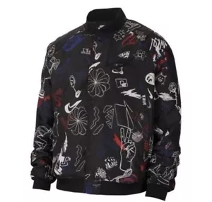 Nike All Over Graffiti Print Logo Men’s Hypebeast Bomber Jacket Sz L CJ5042-010 - Picture 1 of 6