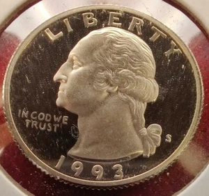 1993-S, Washington Quarter, 25 Cent, Gem Deep Cameo Proof, U.S. Coin, Fast Ship - Picture 1 of 3