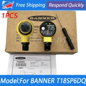 New in Box Photoelectric Switch Sensor T18SP6DQ  PNP For BANNER 500mm 10-30VDC - Picture 1 of 8