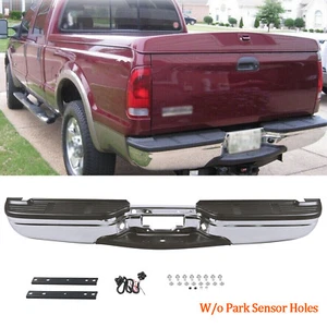 Chrome Steel Rear Step Bumper W/o Holes For 1999-2007 Ford F250 F350 Super Duty - Picture 1 of 16