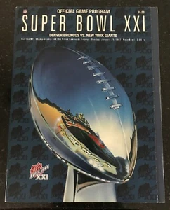 SUPER BOWL XXI DENVER BRONCOS VS GIANTS JOHN ELWAY PRIMER PROGRAMA DE SUPER JUEGO - Imagen 1 de 4