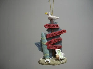 Tropical Beach Lifeguard Snack Bar Fishing Signs Pole Chair XMas Ornament NWT - Picture 1 of 10