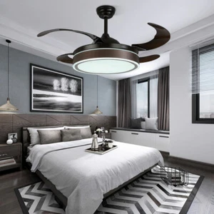 42" Indoor Ceiling Fan Lights Chandelier Retractable Blades W/ Remote Control - Picture 1 of 12
