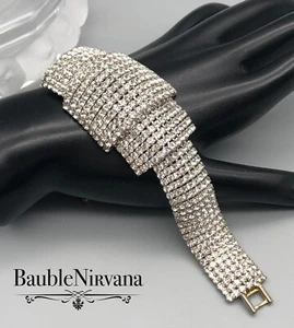 Pulsera de diamantes de imitación de pasarela extra ancha súper brillante vintage - Imagen 1 de 4