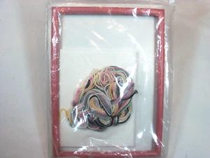 Vintage 1988 Counted Cross Stitch KIT Unicorn Pink w/ Frame by Golden Bee 5"x7" - Picture 1 of 2