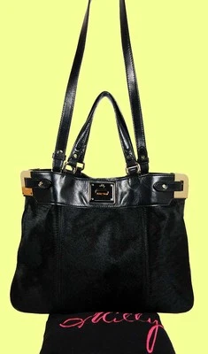 Bolso de Hombro MILLY 'Amelia' Pelo Negro de Becerro y Cuero Precio de Venta sugerido por el fabricante $485.00 *REDUCIR* Foto 1 de 4