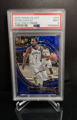 #'ed/25 PSA 9 💥 KEVIN DURANT SP 2020 Panini Select Blue Disco Prizm Refractor - Image 1 of 2