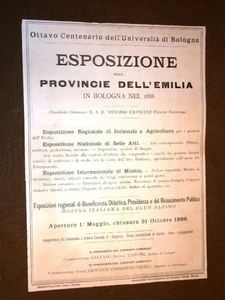 Pubblicità d'Epoca per Collezionisti di fine '800 Esposizione di Bologna 1888 - Picture 1 of 1