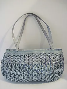 Nancy Gonzalez Baby Blue Crocodile Crochet Style Shoulder Bag Handbag - Picture 1 of 12