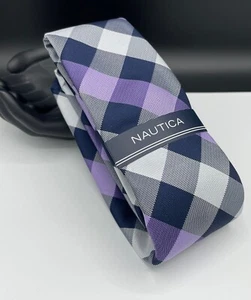 NAUTICA Men's Polyester Tie ~ Black & Purple ~ Plaids & Checks ~ NEW MSRP: $55. - Picture 1 of 4