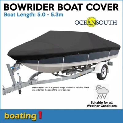 Oceansouth Bowrider Boat Cover Trailerable boat length 5.0-5.3m - Black - image 1 of 4