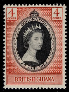 BRITISH GUIANA QEII SG330, 4c 1953 CORONATION, NH MINT. - Picture 1 of 1