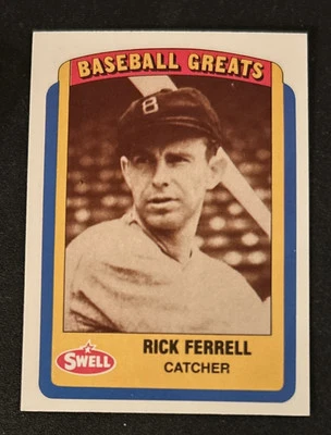 1990 Swell Baseball Greats Rick Ferrell Baseball Card 86 Browns Red Sox Senators - Image 1 of 2