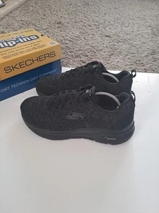 Zapatillas deportivas Skechers Arch Fit 2 extra anchas talla UK 9 negras para corredores - Imagen 1 de 12