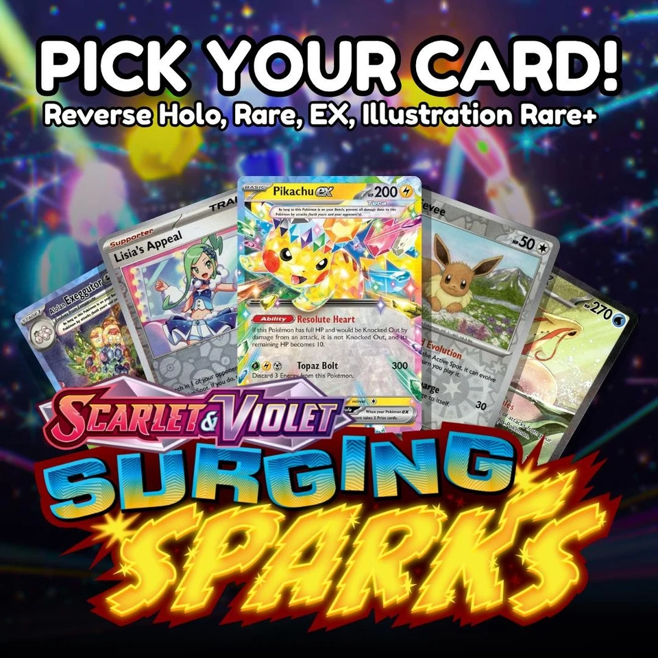 Surging Sparks - Choose Your Card - Reverse Holo, Rare, EX, IR+ - NM - SV5 - Image 1 of 1