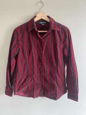 Camisa Lauren Ralph Lauren Niños S Rayas Abotonada Pana Borgoña Y2K Foto 1 de 4