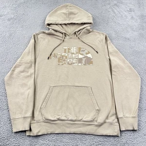 North Face Hoodie Mens Large Beige Desert Camo Logo Kangaroo Pocket Outdoors - Picture 1 of 10