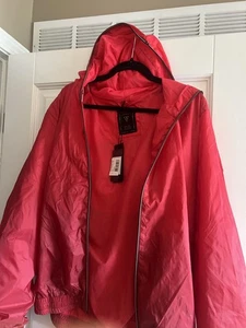 Guess Packable Rain Jacket XL, Hooded, Zipper, NWT, Red, Pockets - Picture 1 of 9