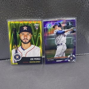Lote de 2 tarjetas 2017 Bowman Chrome + 2022 Topps Chrome Platinum Joe Perez novato #’d - Imagen 1 de 3
