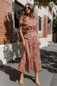 MVN The Label Women's Floral Elastic Tiered Pull On Skirt Size US 6 - Picture 1 of 9