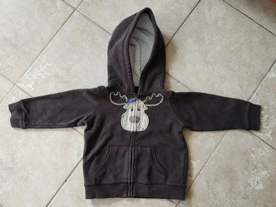 Moletom com capuz fofo SONOMA BROWN MOOSE 24 meses Roupas quentes e confortáveis para bebês infantis com zíper completo - Imagem 1 de 4