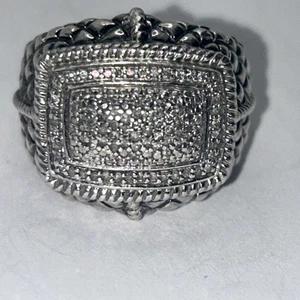 Sterling Silver Mens Round Diamond Square Ring 1/4 Cttw size 6.75 - Picture 1 of 7