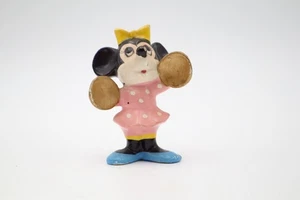 Vintage 1950s Minnie Mouse Ceramic Figurine Japan Walt Disney Prod Pink Dress - Picture 1 of 4