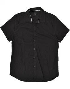 GUESS Mens Short Sleeve Slim Fit Shirt XL Black Polyester BF09 - Picture 1 of 3