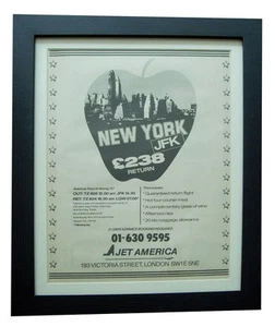 JET AMERICA+NUEVA YORK+PÓSTER+ANUNCIO+CLÁSICO ENMARCADO RARO ORIGINAL 1984+ENVÍO RÁPIDO AL MUNDO - Imagen 1 de 7