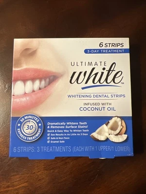 Ultimate White Whitening Dental Strips Infused With Coconut Oil  6 Strips - Image 1 of 3