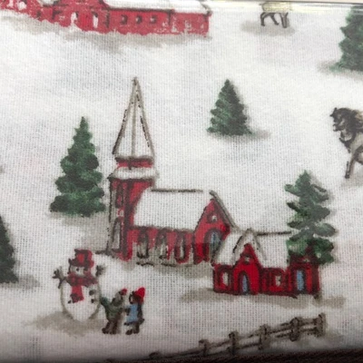 Nuevo Juego de Sábanas de Franela Laura Ashley Lux Suave Navidad Pueblo Vacaciones Blanco Foto 1 de 4