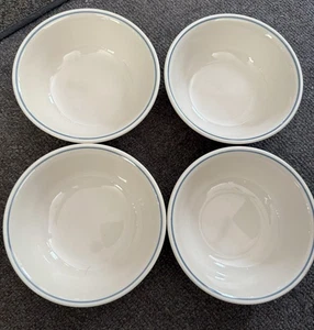 4 Corelle First of Spring 6 1/4” Cereal Bowls Sandstone Beige Blue Vintage - Picture 1 of 3