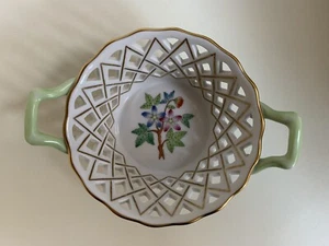 Herend runder offener gewebter Korb mit Griffen 5,5 Zoll breit - Bild 1 von 4