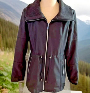 Apt 9 Fleece Lined Jacket Women's M Black Soft Shell Full Zip Pockets Outdoors - Picture 1 of 15