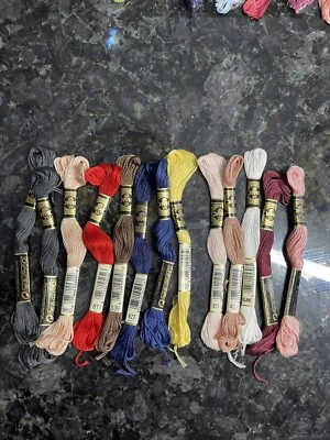 MIXED LOT OF 13 Skeins of DMC 6-strand 100% Cotton Embroidery Floss - Image 1 of 4