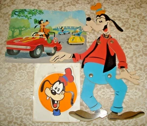 Vtg 70s WALT DISNEY Poseable Pocket Puppet GOOFY Durham's - Postcard & Sticker - Picture 1 of 7
