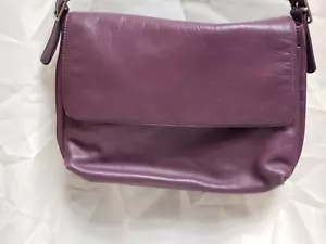 Apostrophe Purple Leather Purse Bag Lots Of Pockets, Snap Closure Adjustable - Picture 1 of 14