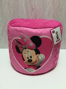 Disney Minnie Mouse Pouf Chair Bean Bag Foot Stool NWT Pink Hearts Room Decor - Picture 1 of 6