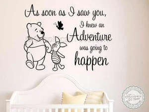 Nursery Wall Sticker Quote, Winnie The Pooh & Piglet, Adventure Going To Happen - Picture 1 of 12