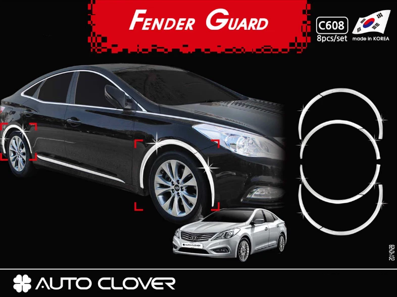 Guardabarros adorno cromo moldura plata 8 piezas C608 EMS para Hyundai Azera 2012~2017 Foto 1 de 4