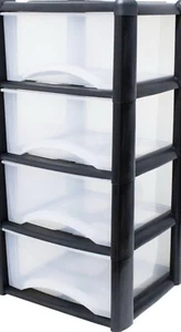 4 Tier Large Plastic Storage Drawer Draw Tower Unit Home School Office Room Tidy - Picture 1 of 4