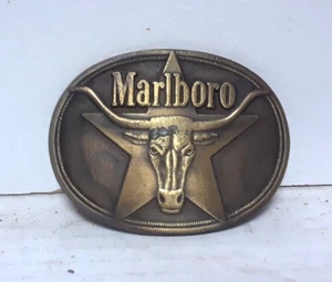 Vintage Marlboro Longhorn Gürtelschnalle massiv Messing Philip Morris 1987 - Bild 1 von 1