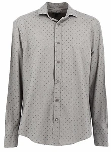 Armani Jeans Mens Casual Grey All Over Logo Print Shirt All Sizes BNWT - Picture 1 of 4