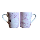 Starbucks Mugs 2006 Purple Floral Flower Butterfly 12 oz *2* Ceramic 