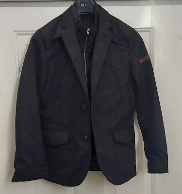 JACK & JONES HOMBRE NEGRO ALGODÓN CREMALLERA EXTRAÍBLE BABERO CHAQUETA AJUSTADA TALLA XS NUEVO Foto 1 de 4