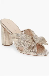 Loeffler Randall Penny Knot Champagne Gold Slip On Mule Sandals Womens 6 - Picture 1 of 15